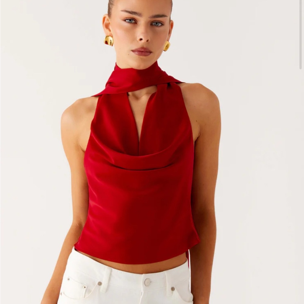 Elegant Red Halter Top